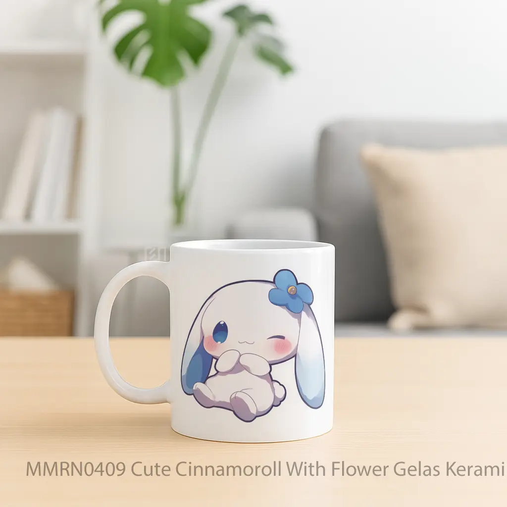 Cute Cinnamoroll With Flower Gelas Keramik Mug - Sudut 2