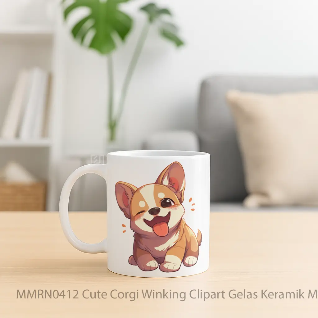 Cute Corgi Winking Clipart Gelas Keramik Mug - Sudut 2