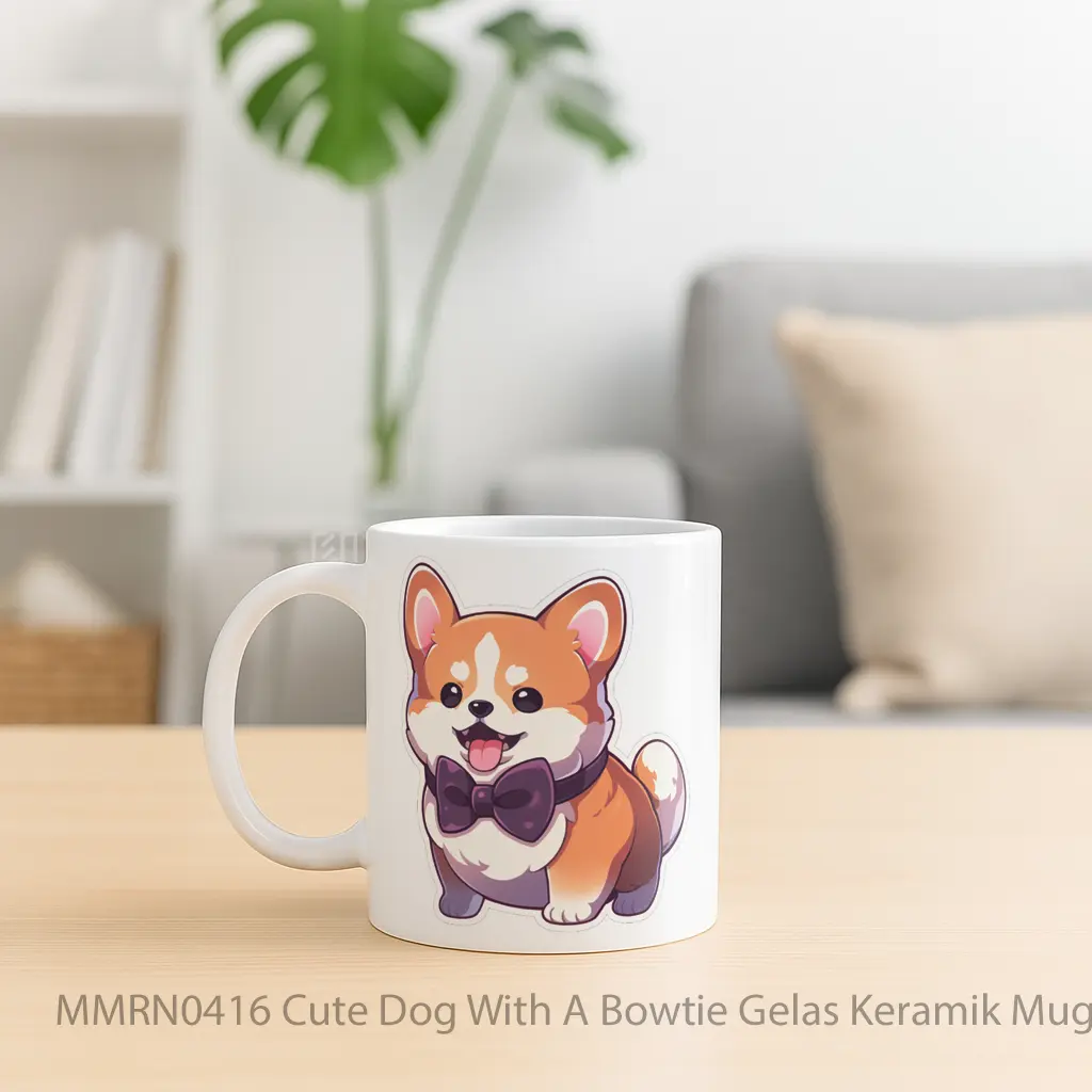 Cute Dog With A Bowtie Gelas Keramik Mug - Sudut 2