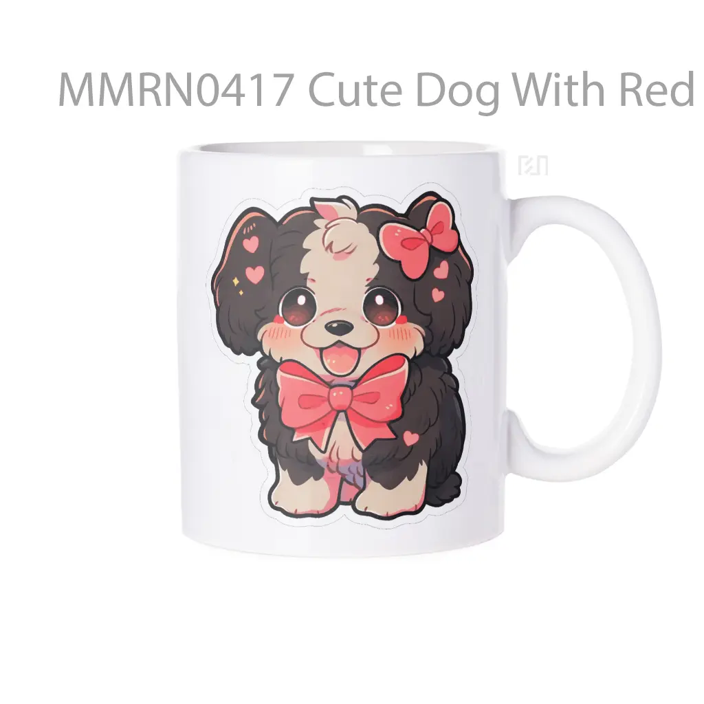 Cute Dog With Red Bow Gelas Keramik Mug