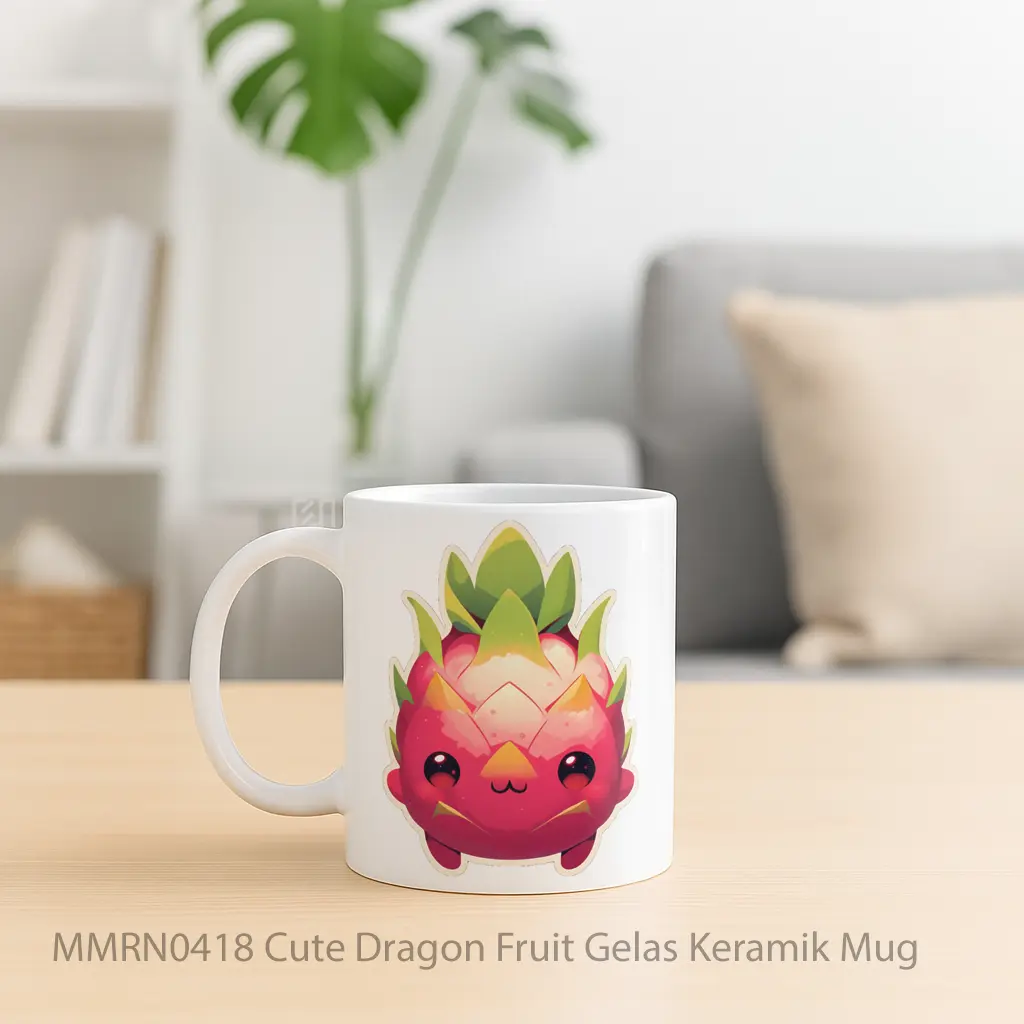 Cute Dragon Fruit Gelas Keramik Mug - Sudut 2