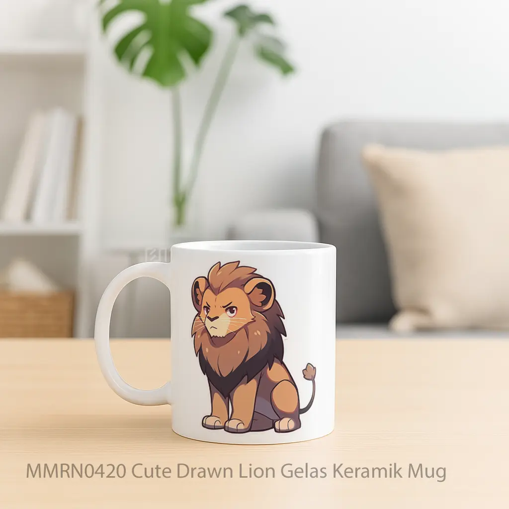 Cute Drawn Lion Gelas Keramik Mug - Sudut 2