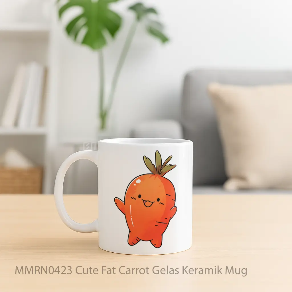 Cute Fat Carrot Gelas Keramik Mug - Sudut 2