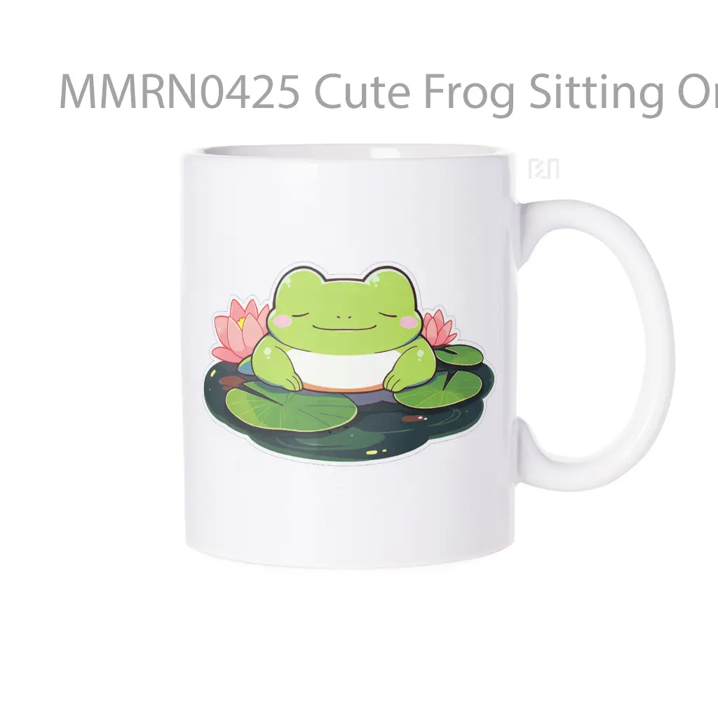 Cute Frog Sitting On Lily Pads Gelas Keramik Mug