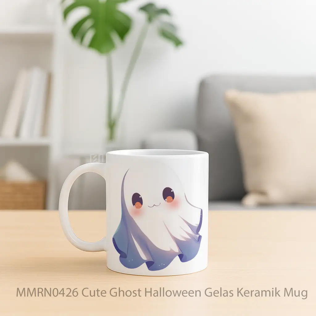 Cute Ghost Halloween Gelas Keramik Mug - Sudut 2