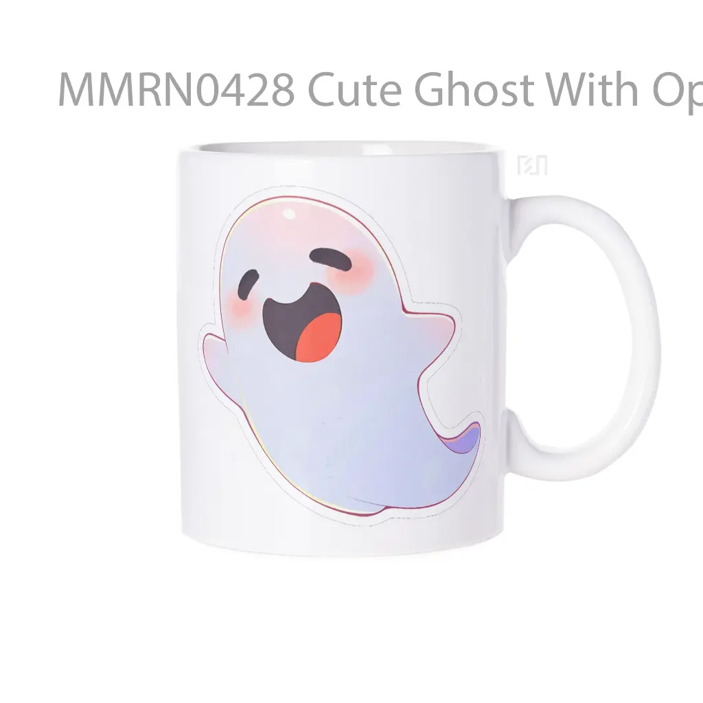 Cute Ghost With Open Mouth Gelas Keramik Mug