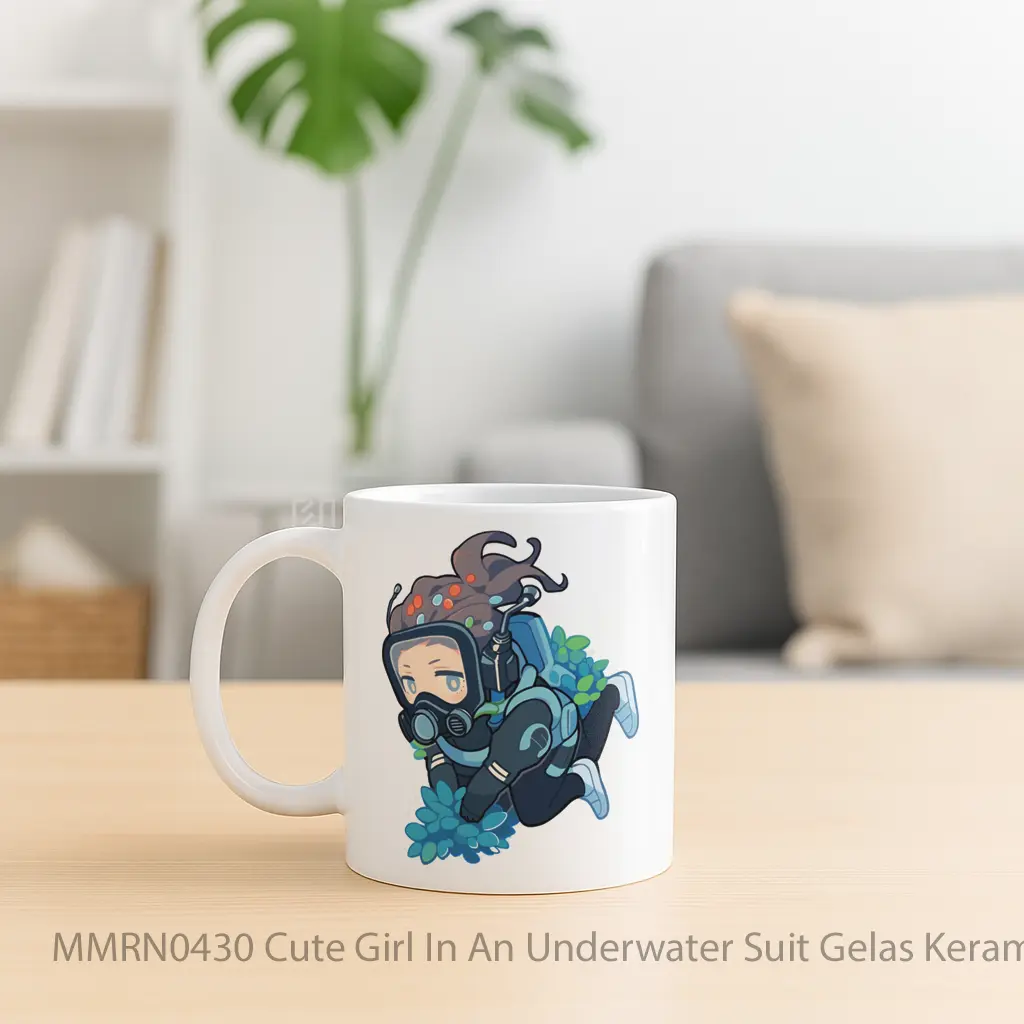 Cute Girl In An Underwater Suit Gelas Keramik Mug - Sudut 2