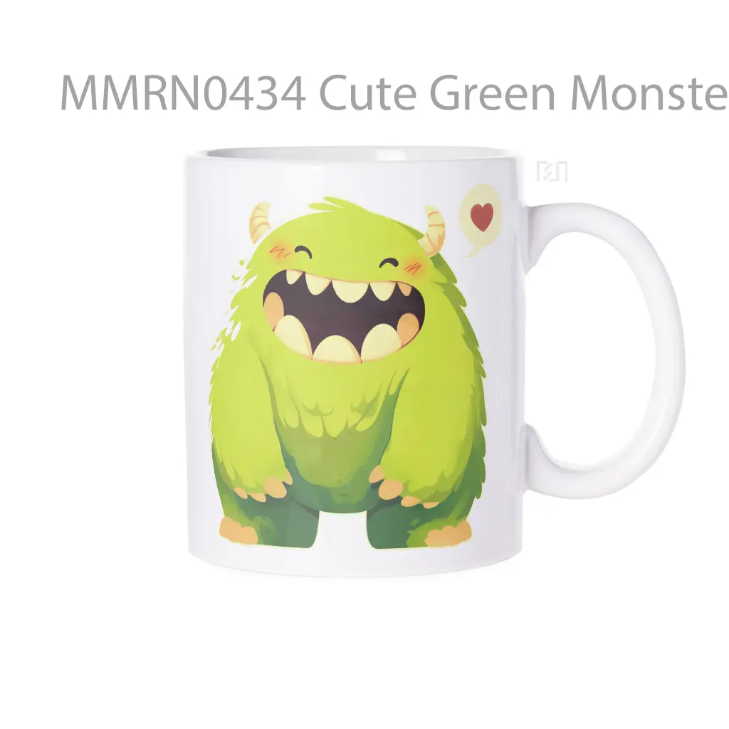 Cute Green Monster Love Gelas Keramik Mug