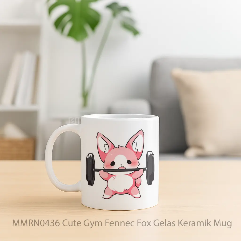 Cute Gym Fennec Fox Gelas Keramik Mug - Sudut 2