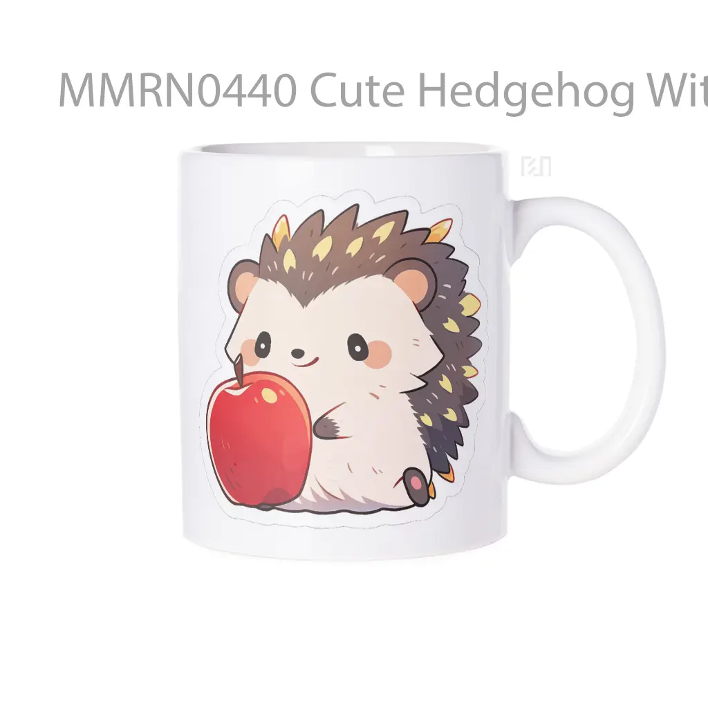 Cute Hedgehog With Apple Gelas Keramik Mug