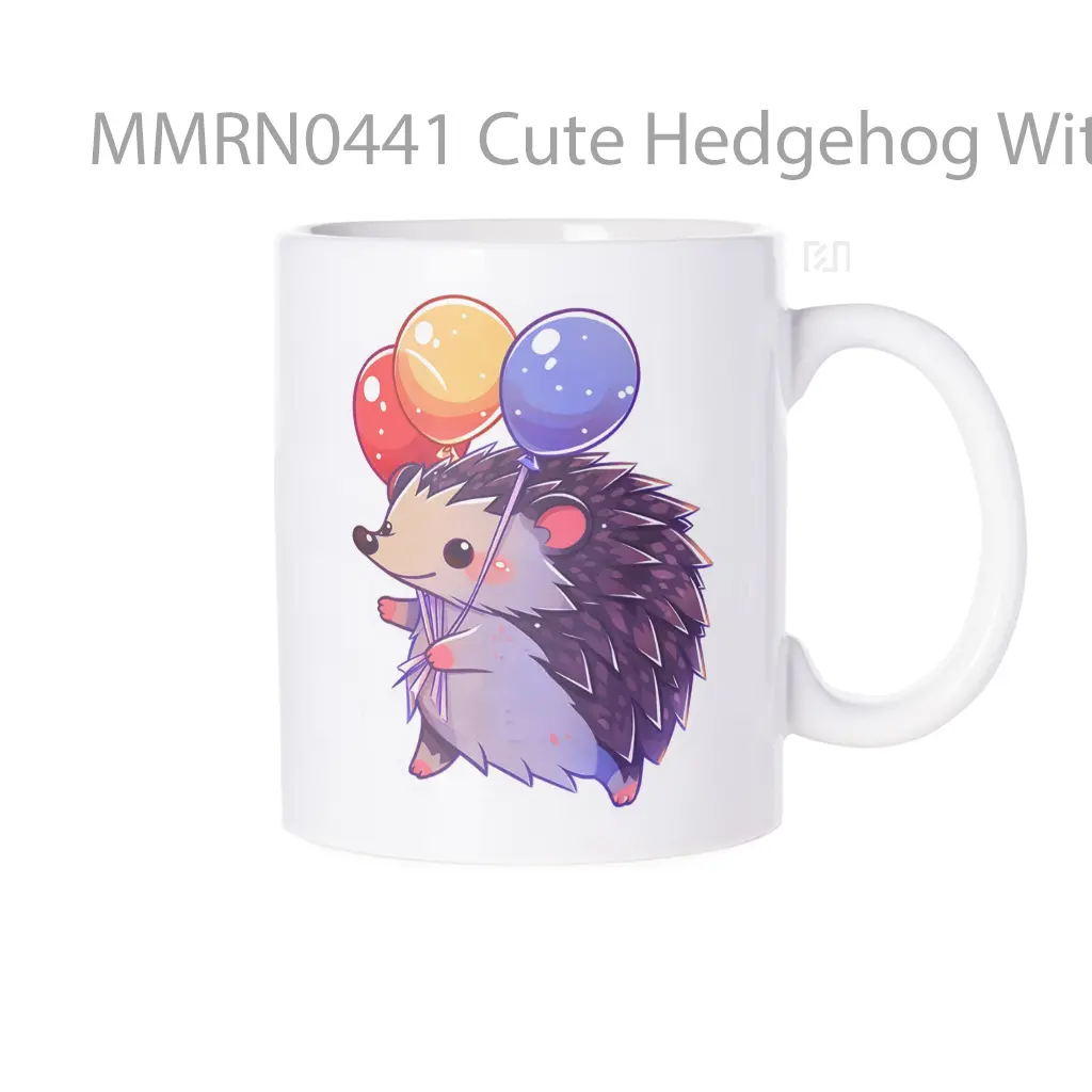 Cute Hedgehog With Balloons Gelas Keramik Mug