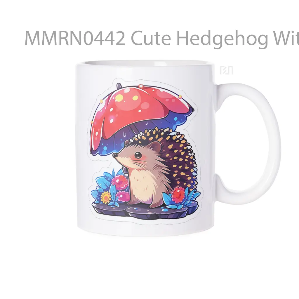 Cute Hedgehog With Umbrella Gelas Keramik Mug