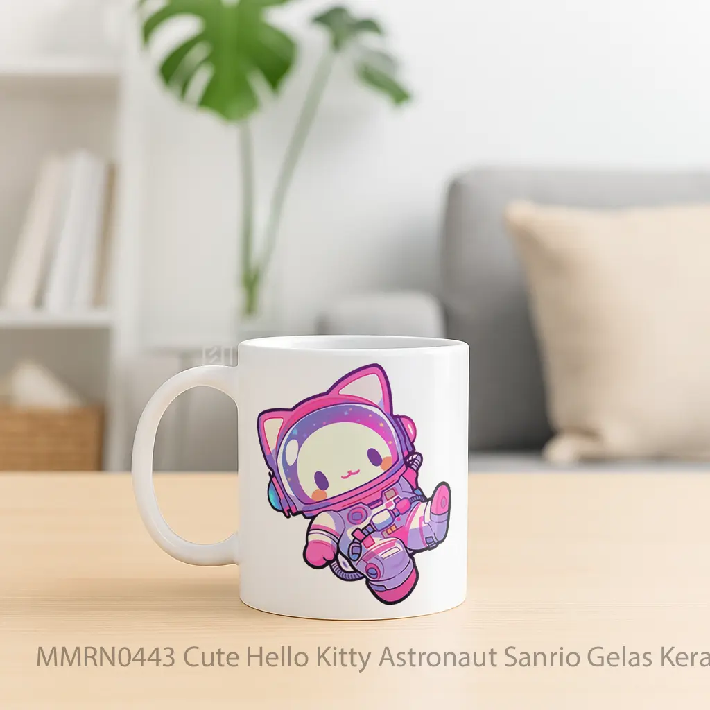 Cute Hello Kitty Astronaut Sanrio Gelas Keramik Mug - Sudut 2