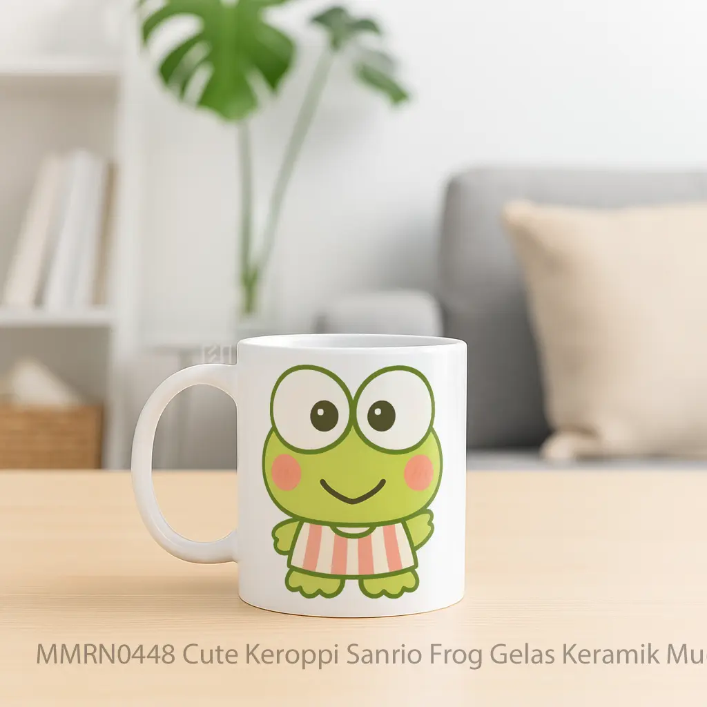 Cute Keroppi Sanrio Frog Gelas Keramik Mug - Sudut 2