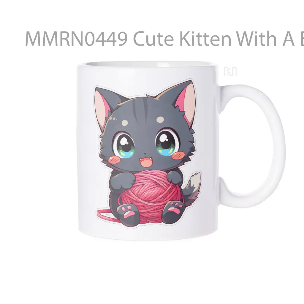 Cute Kitten With A Ball Of Threads Gelas Keramik Mug