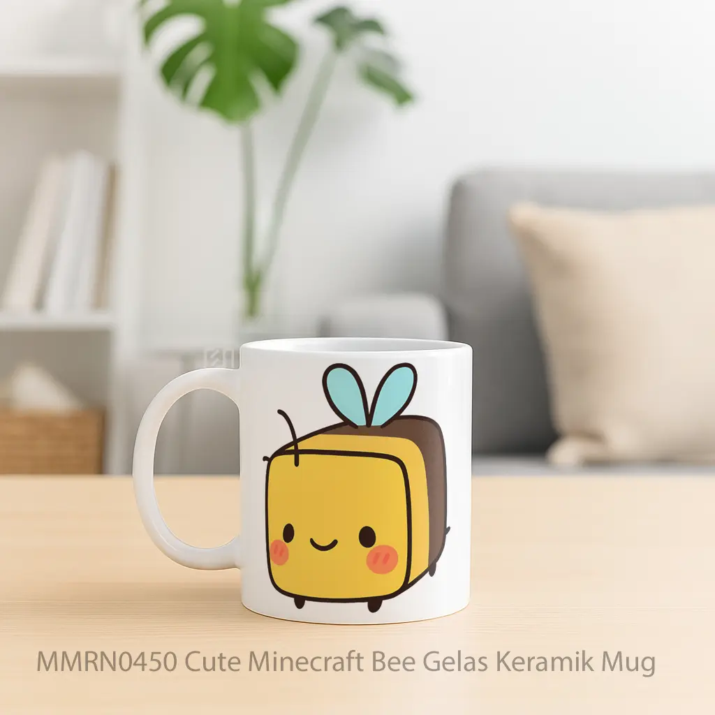 Cute Minecraft Bee Gelas Keramik Mug - Sudut 2