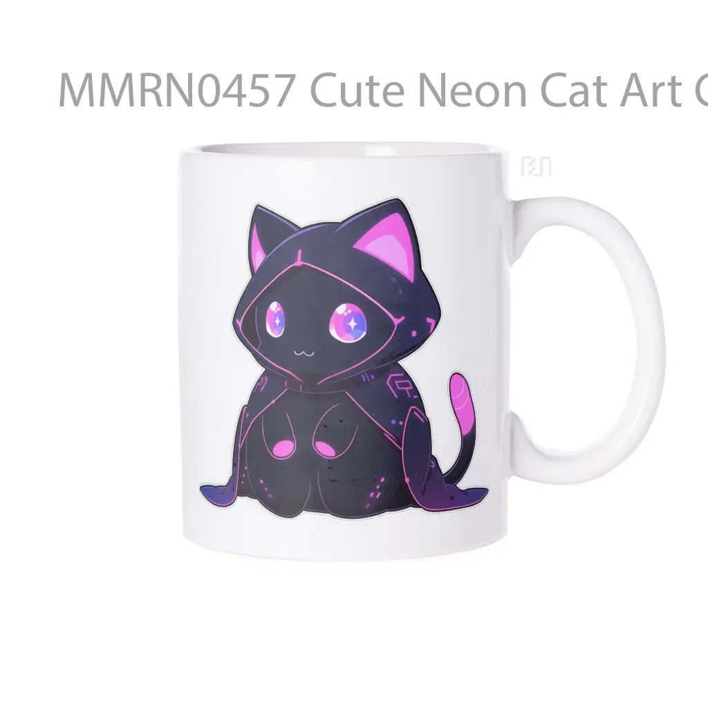 Cute Neon Cat Art Gelas Keramik Mug