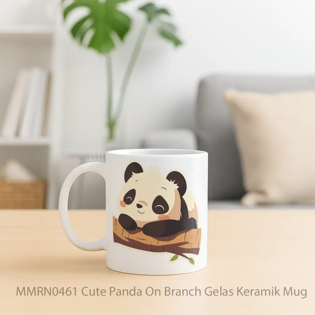 Cute Panda On Branch Gelas Keramik Mug - Sudut 2