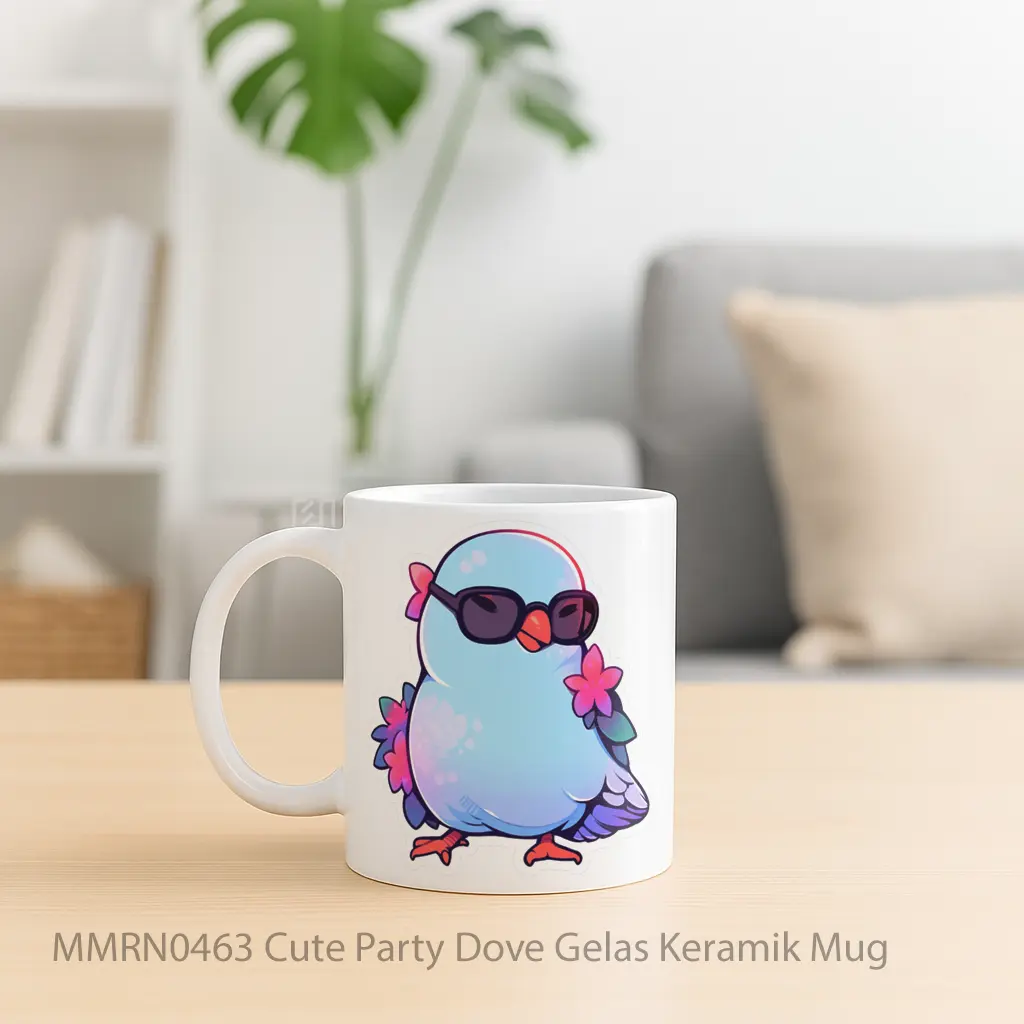 Cute Party Dove Gelas Keramik Mug - Sudut 2