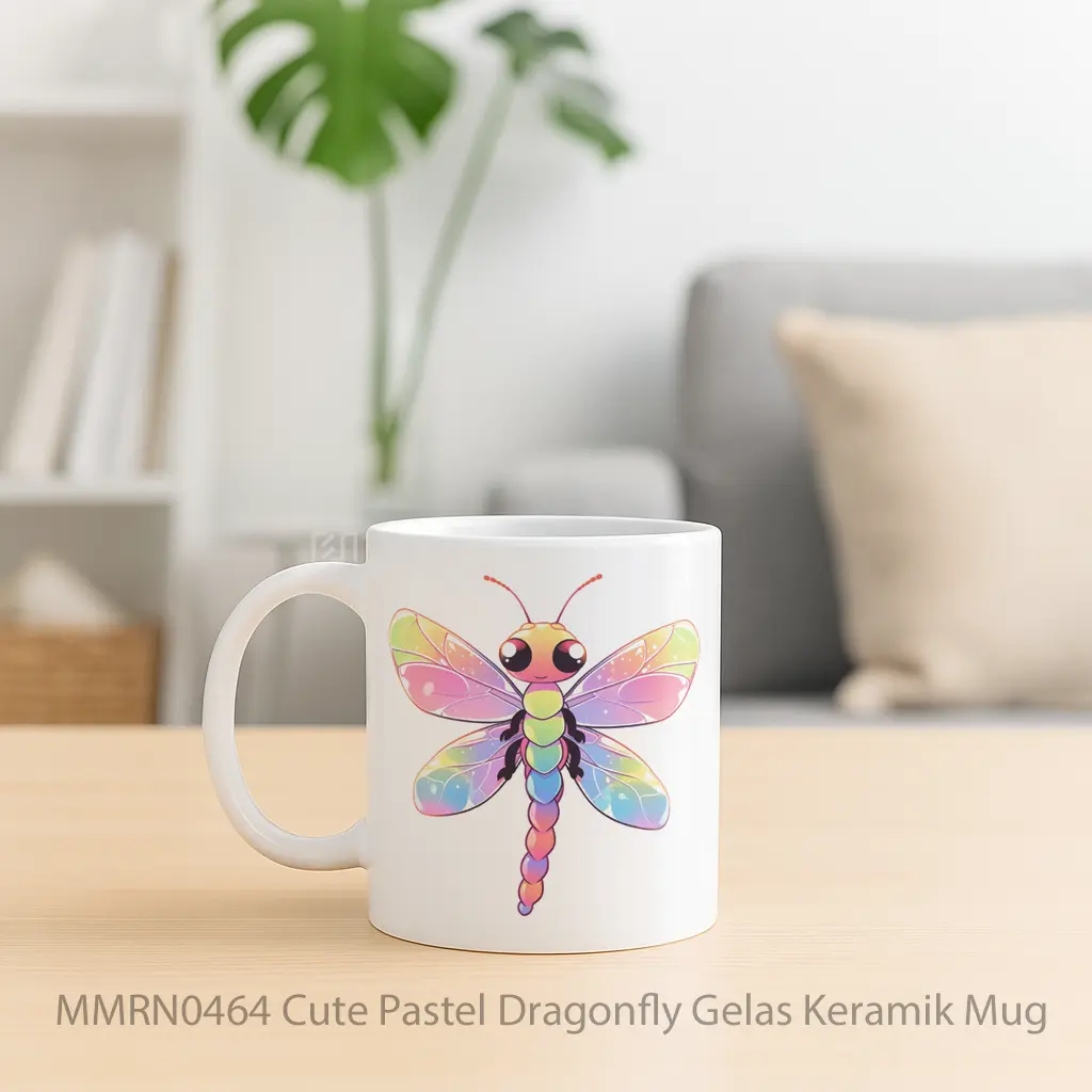 Cute Pastel Dragonfly Gelas Keramik Mug - Sudut 2