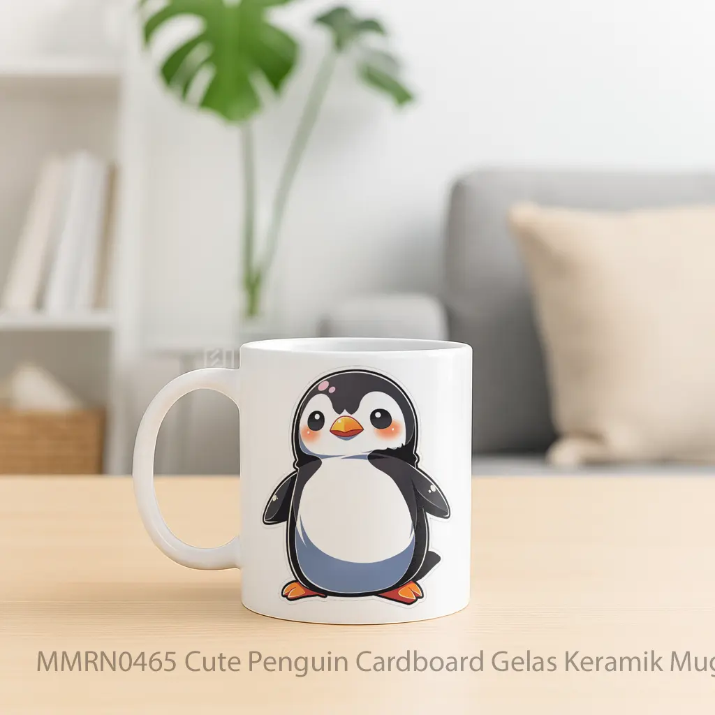 Cute Penguin Cardboard Gelas Keramik Mug - Sudut 2
