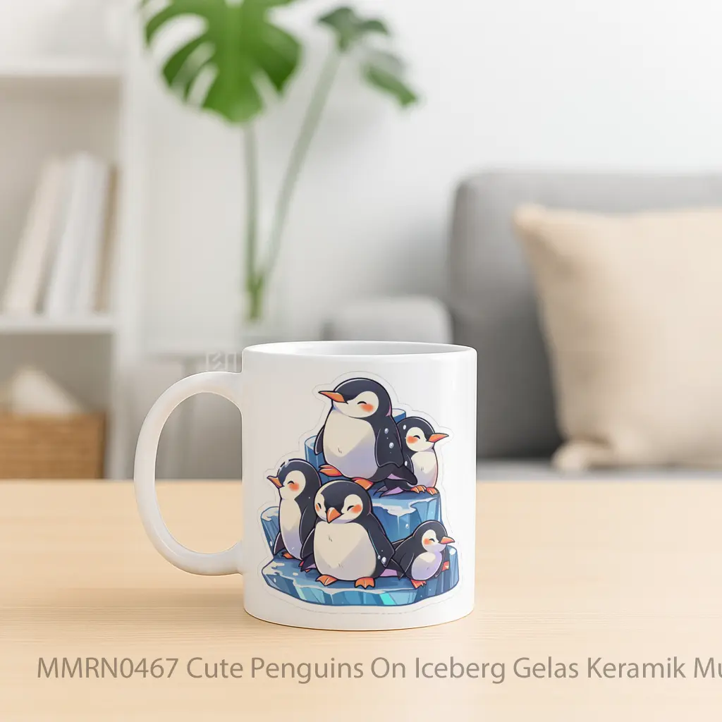 Cute Penguins On Iceberg Gelas Keramik Mug - Sudut 2