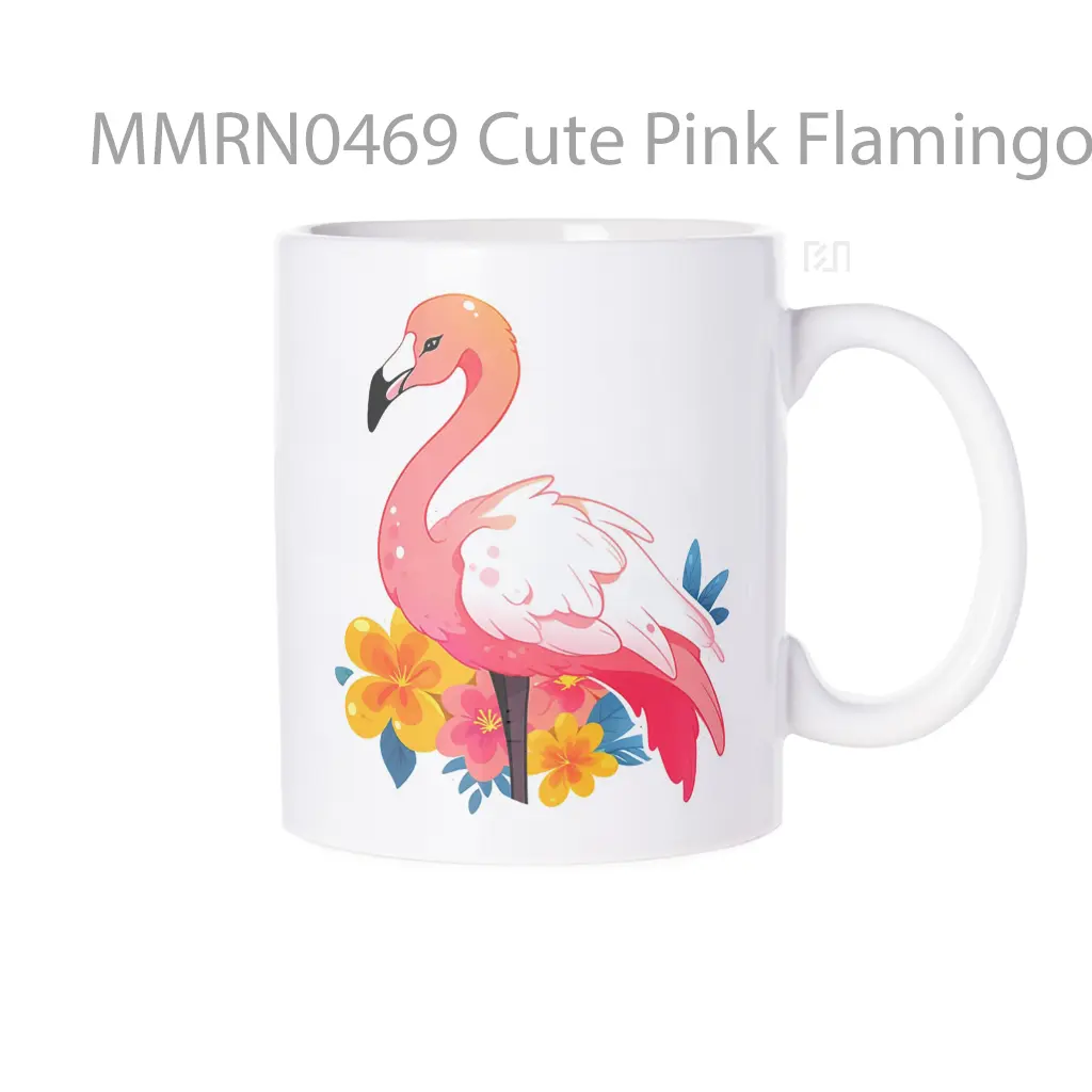 Cute Pink Flamingo Flowers Gelas Keramik Mug