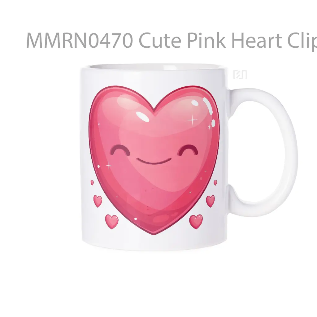 Cute Pink Heart Clipart Gelas Keramik Mug