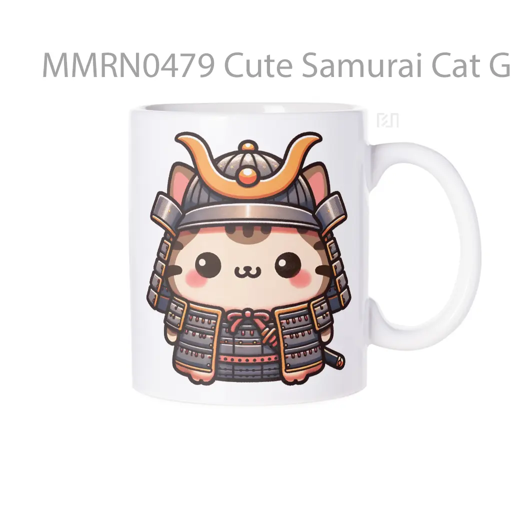 Cute Samurai Cat Gelas Keramik Mug