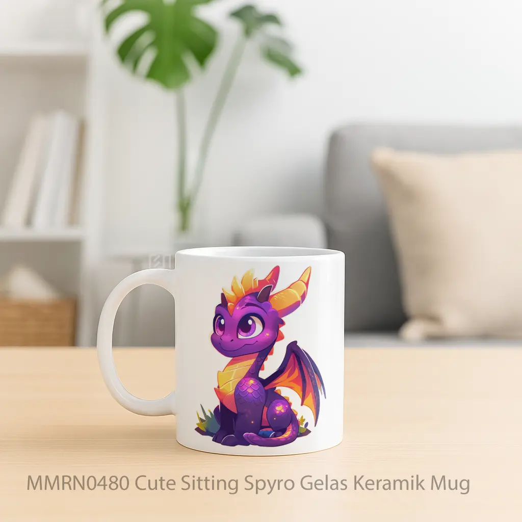 Cute Sitting Spyro Gelas Keramik Mug - Sudut 2