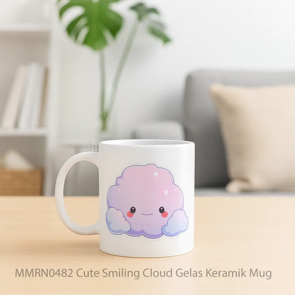 Cute Smiling Cloud Gelas Keramik Mug - Sudut 2