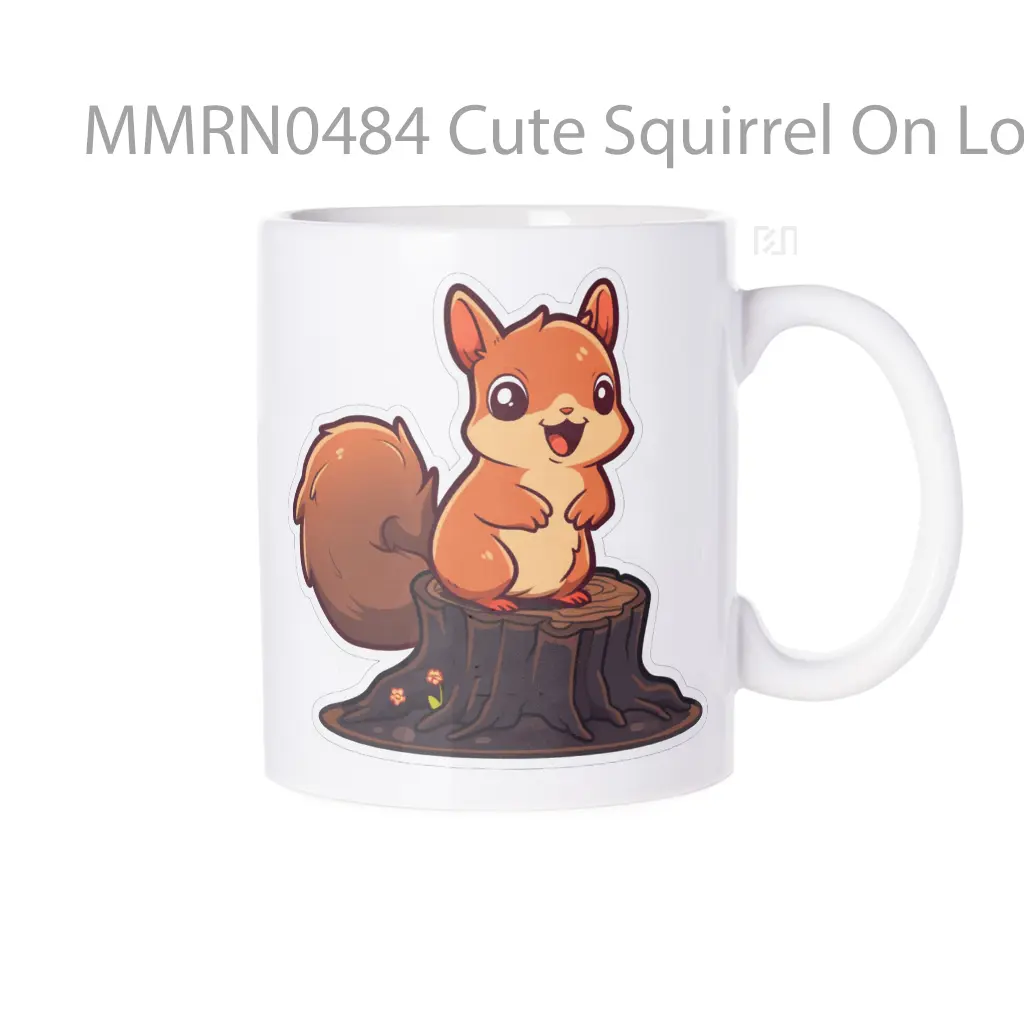 Cute Squirrel On Log Gelas Keramik Mug