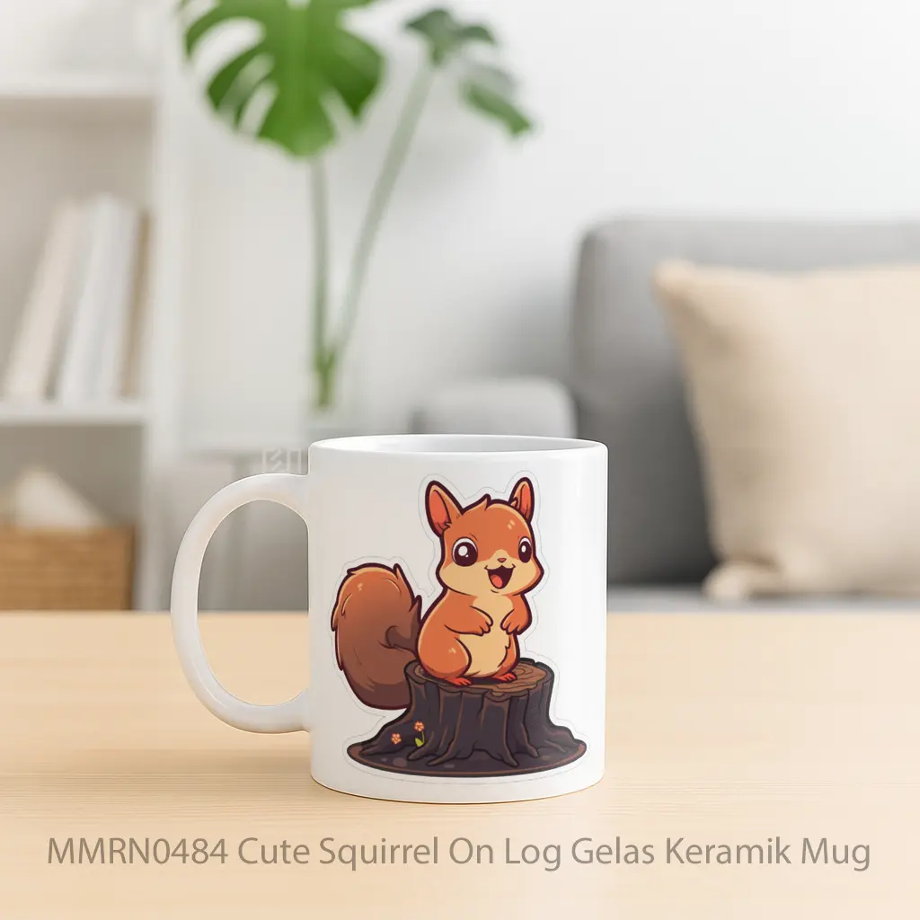 Cute Squirrel On Log Gelas Keramik Mug - Sudut 2