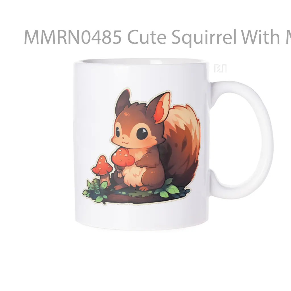 Cute Squirrel With Mushrooms Gelas Keramik Mug