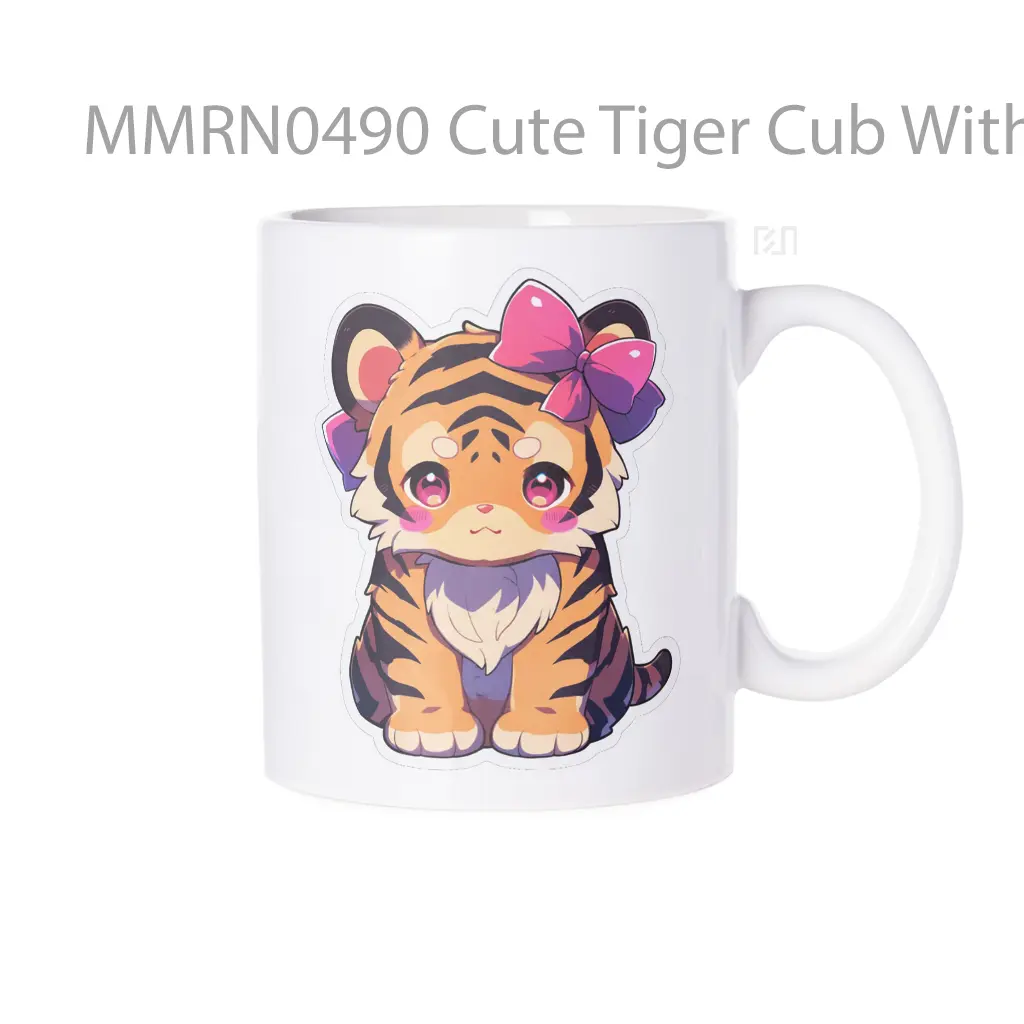 Cute Tiger Cub With Bow Gelas Keramik Mug