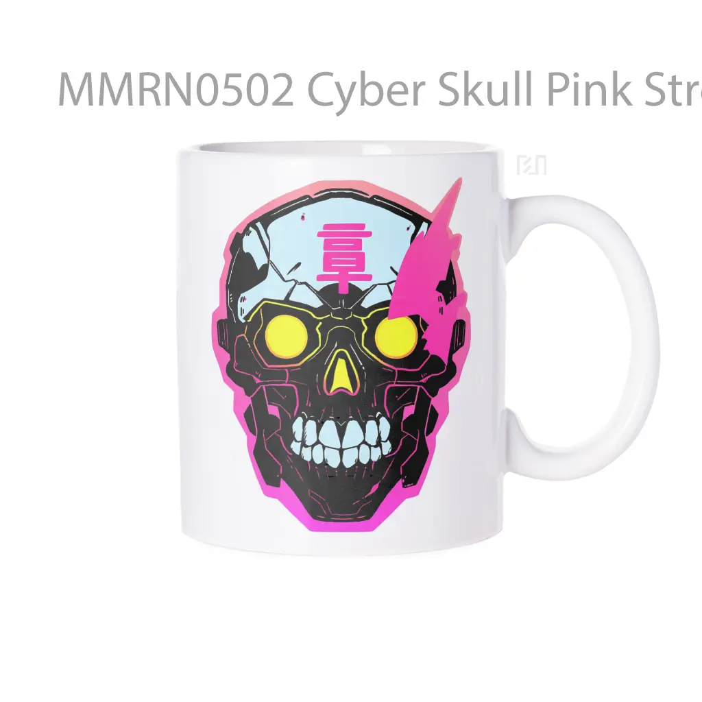 Cyber Skull Pink Stroke Gelas Keramik Mug