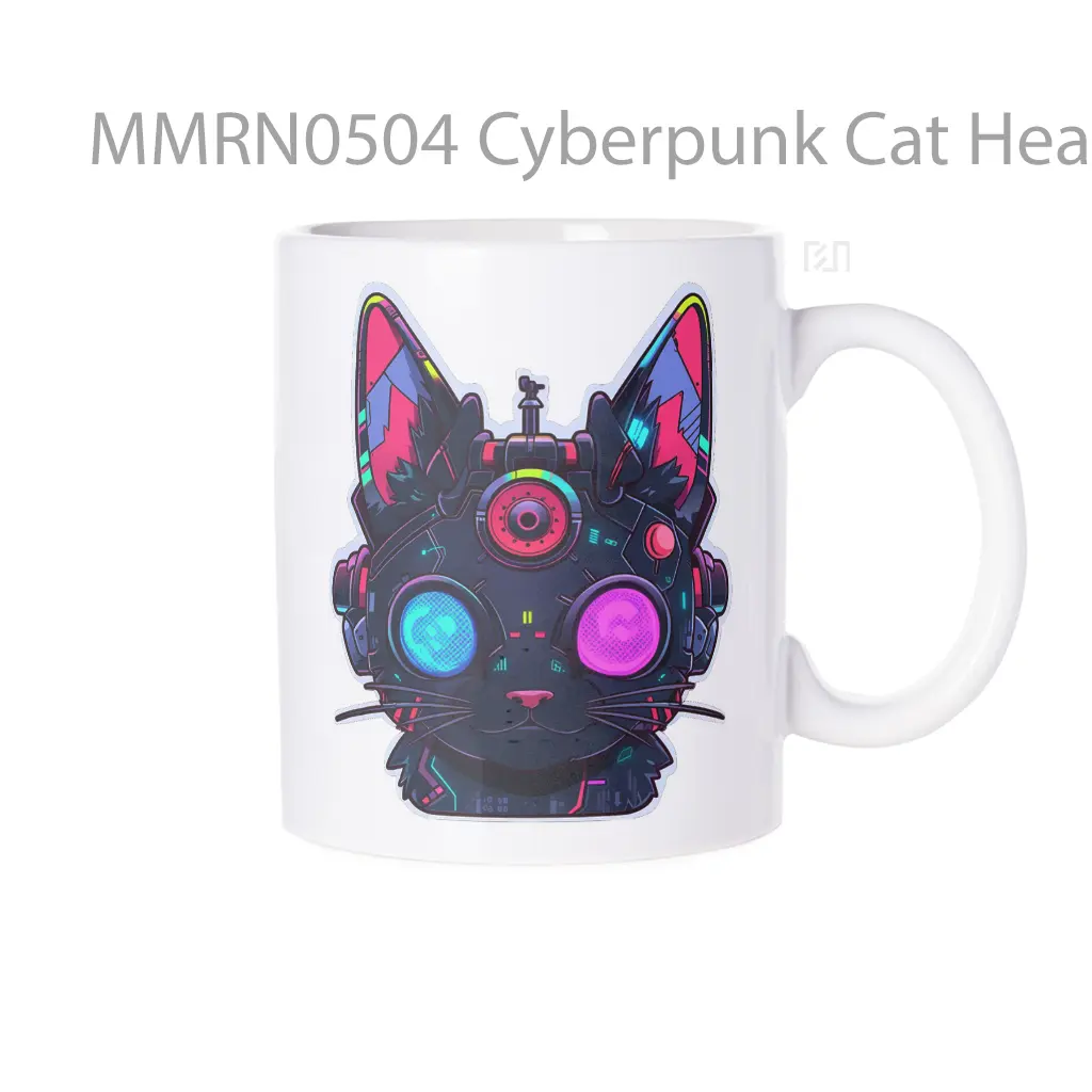 Cyberpunk Cat Head Gelas Keramik Mug