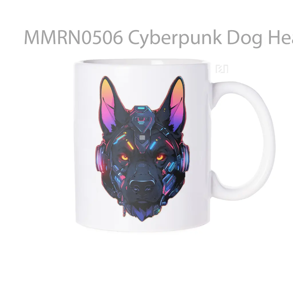 Mug Keramik Premium SNI - Cyberpunk Dog Head Gelas Keramik Mug