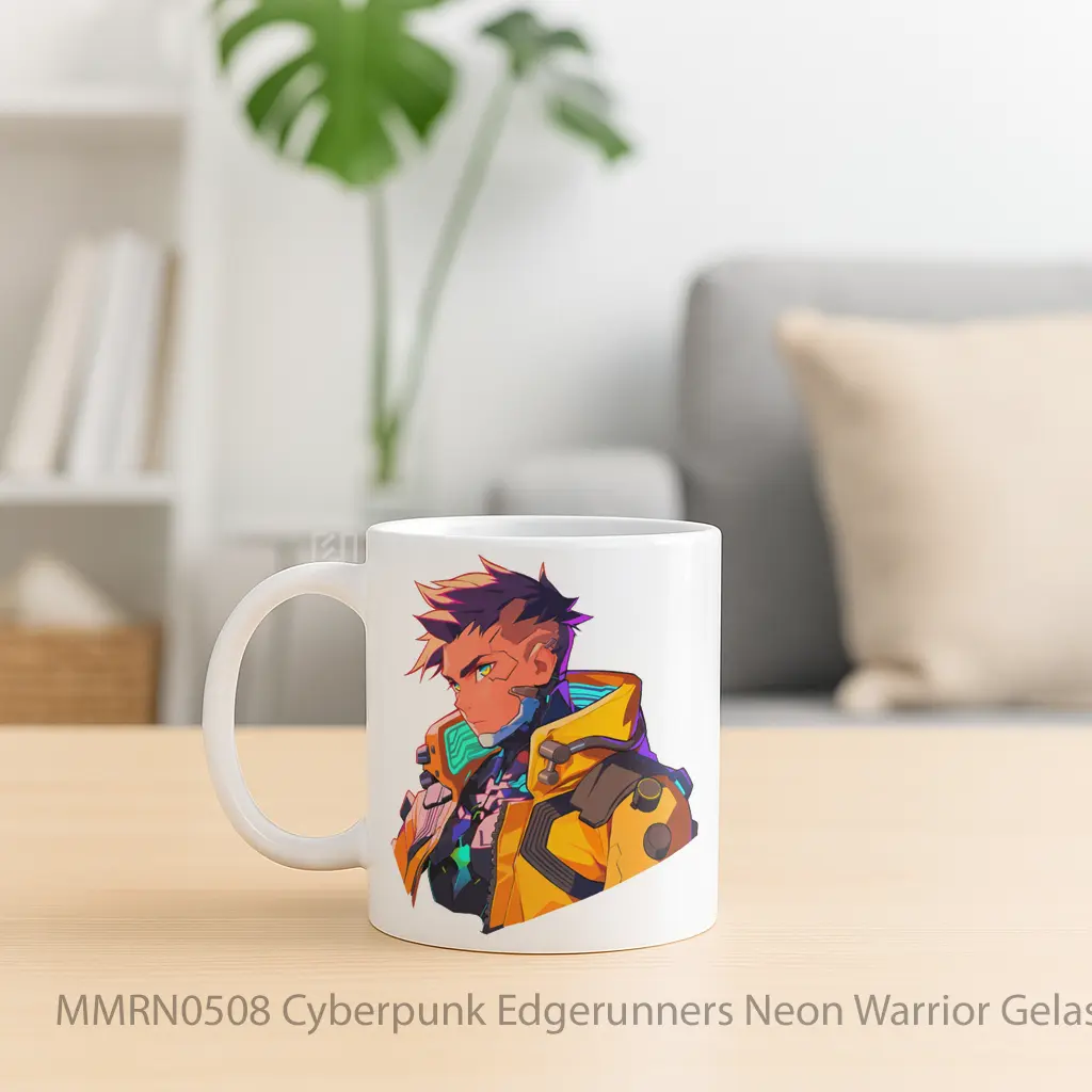 Cyberpunk Edgerunners Neon Warrior Gelas Keramik Mug - Sudut 2