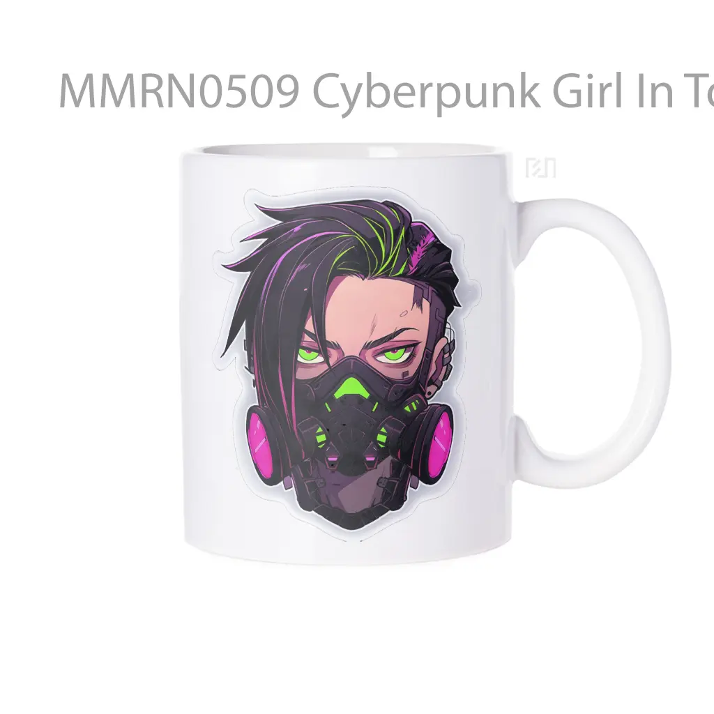 Cyberpunk Girl In Toxic Gas Mask Gelas Keramik Mug