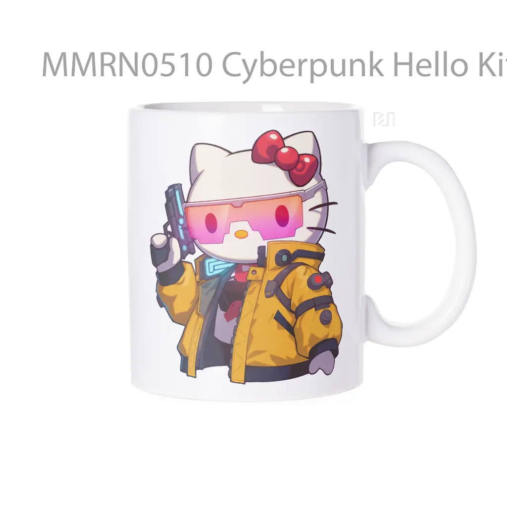 Cyberpunk Hello Kitty Gun Gelas Keramik Mug