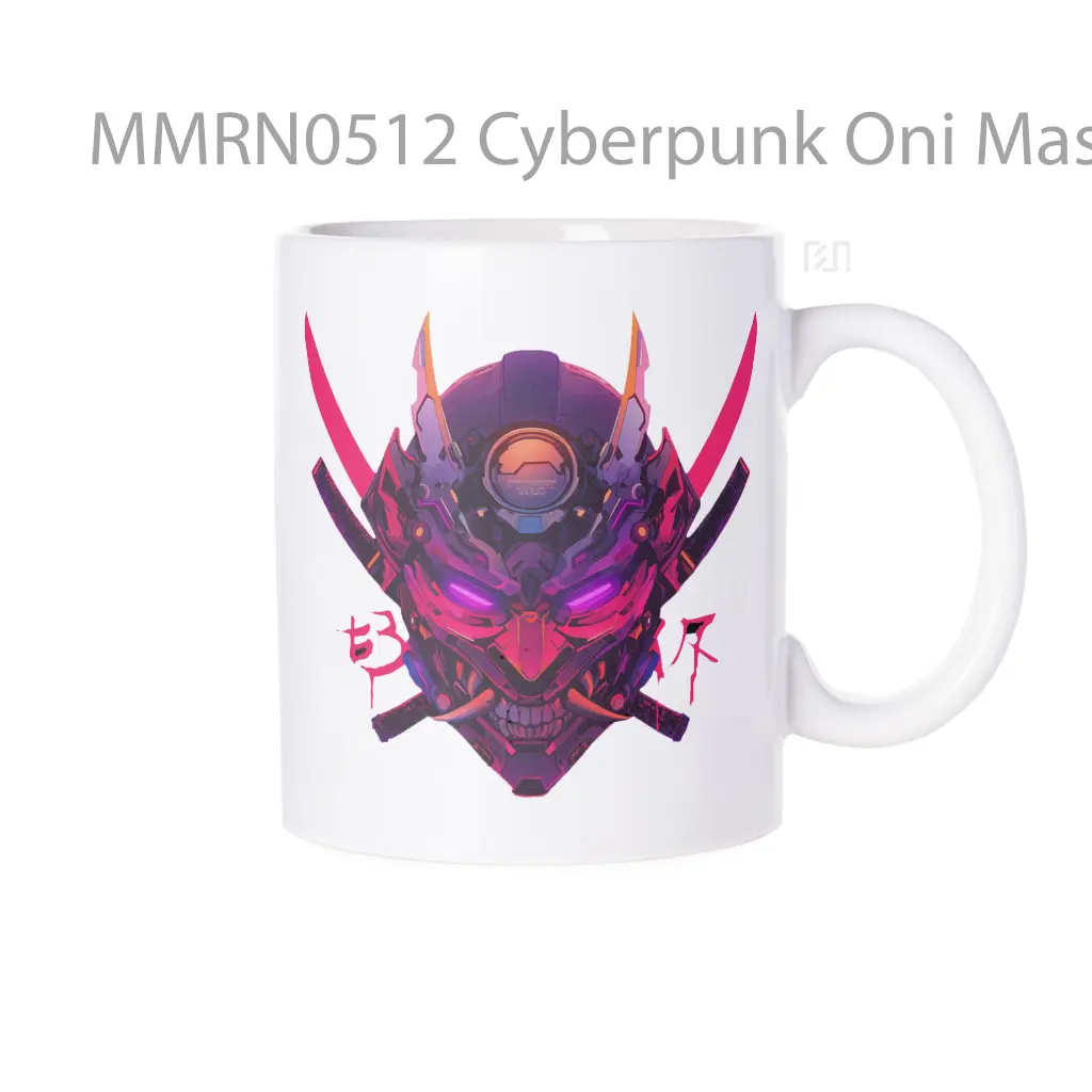 Cyberpunk Oni Mask Gelas Keramik Mug