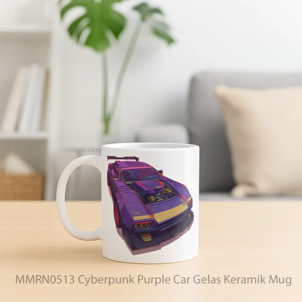 Cyberpunk Purple Car Gelas Keramik Mug - Sudut 2