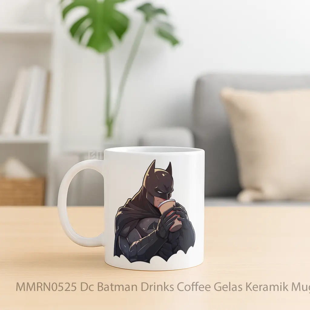Dc Batman Drinks Coffee Gelas Keramik Mug - Sudut 2