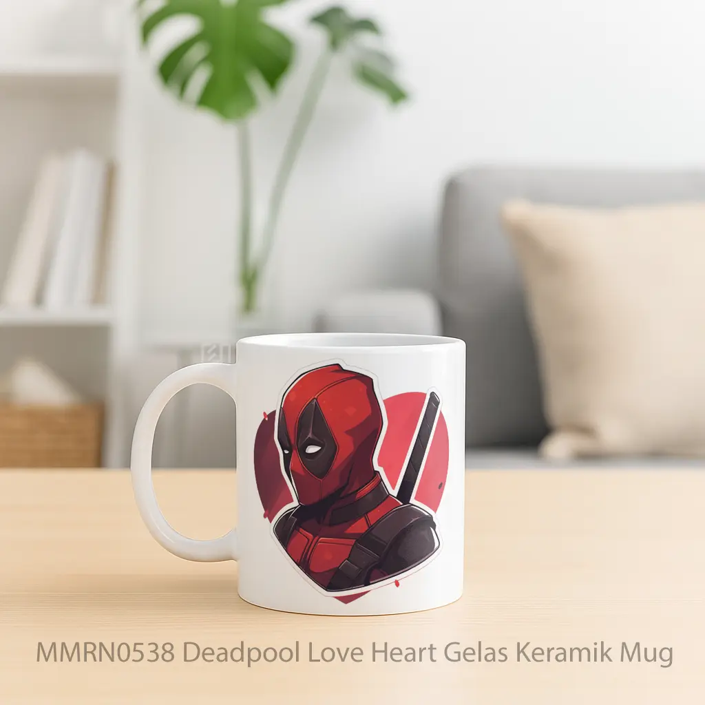 Deadpool Love Heart Gelas Keramik Mug - Sudut 2