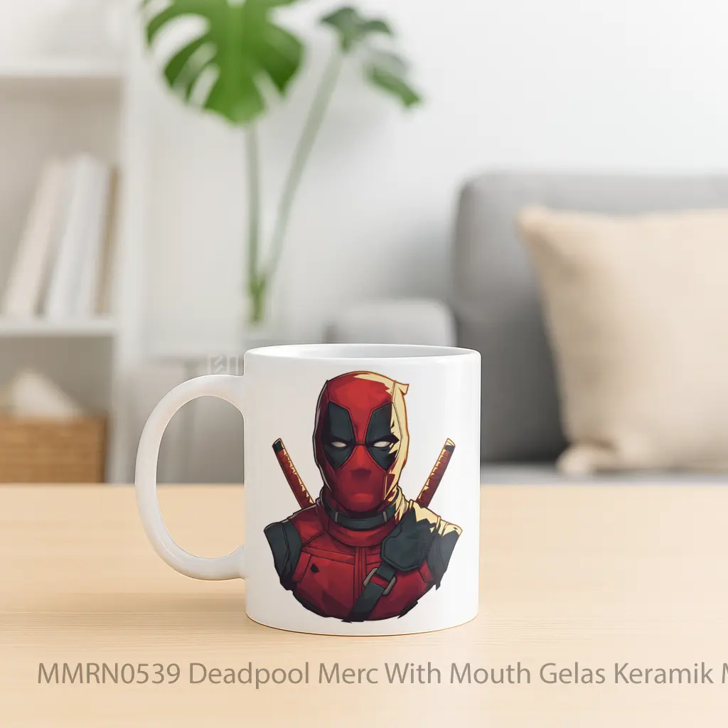 Deadpool Merc With Mouth Gelas Keramik Mug - Sudut 2