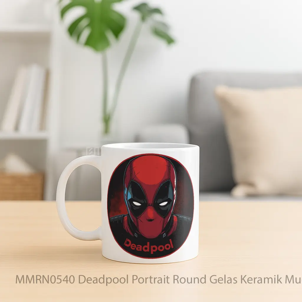 Deadpool Portrait Round Gelas Keramik Mug - Sudut 2
