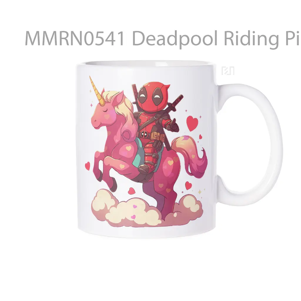Deadpool Riding Pink Unicorn Gelas Keramik Mug