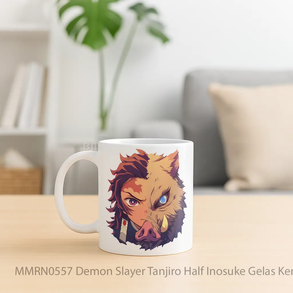 Demon Slayer Tanjiro Half Inosuke Gelas Keramik Mug - Sudut 2