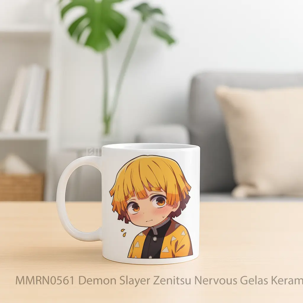Demon Slayer Zenitsu Nervous Gelas Keramik Mug - Sudut 2